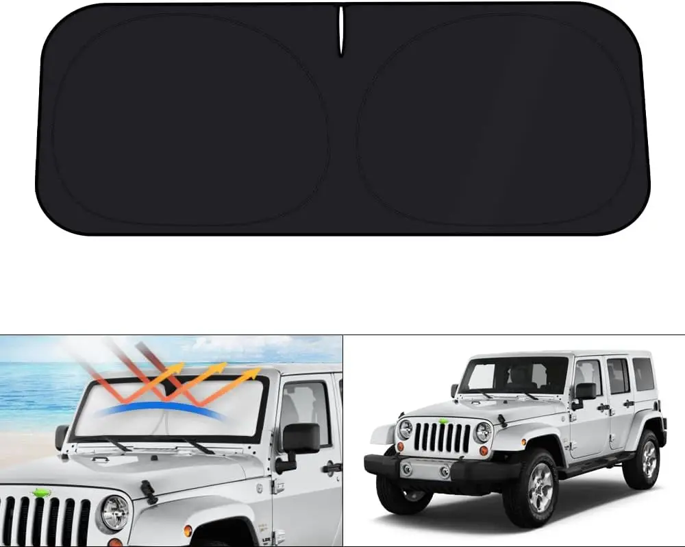 

Солнцезащитный козырек на лобовое стекло для Jeep Wrangler Rubicon Sahara TJ JK JKU 1997-2017 годов, 2/4 двери, солнцезащитный козырек, складной солнцезащитный козырек