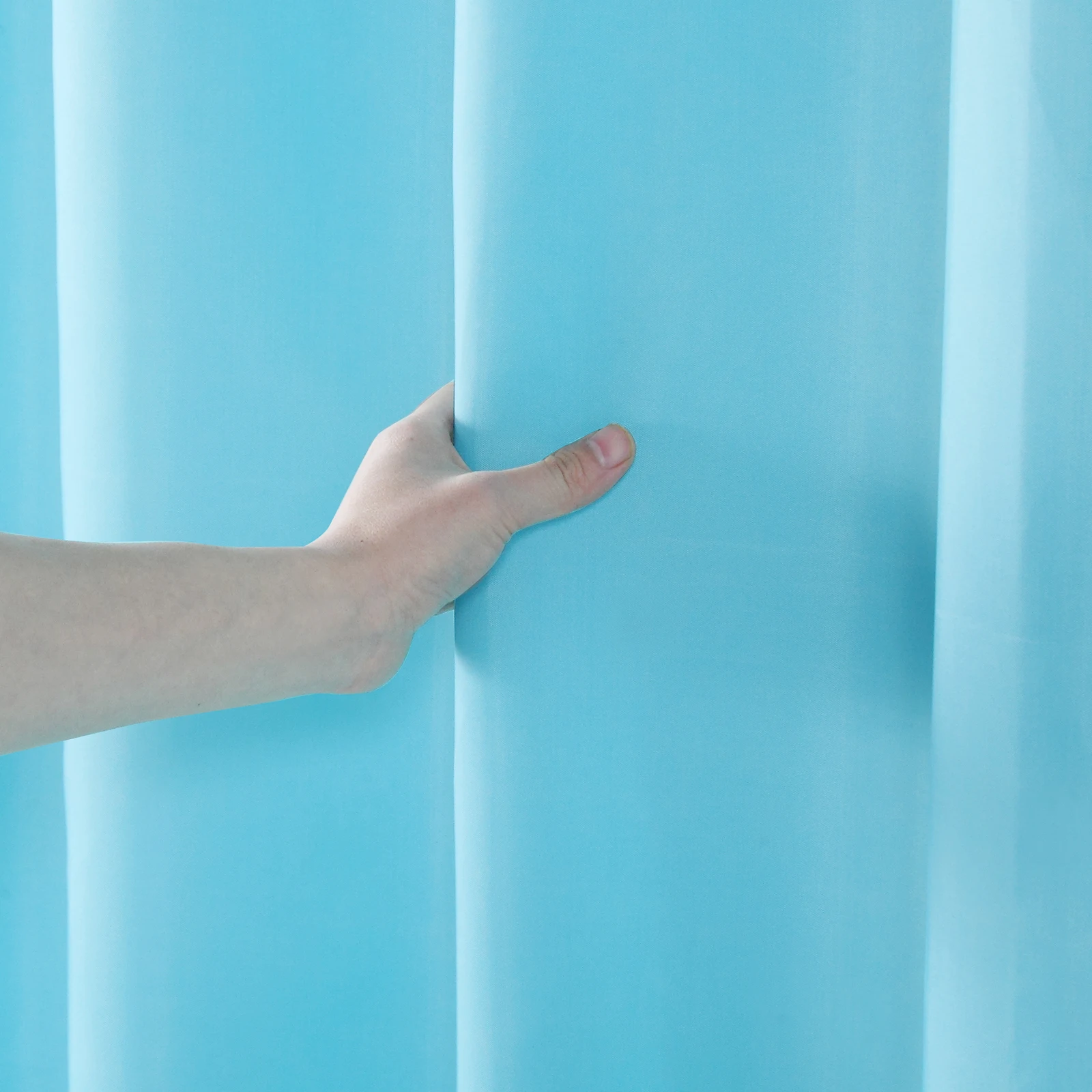 Solid Polyester Waterproof Fabric Decoratived Modern Blue Shower Curtain