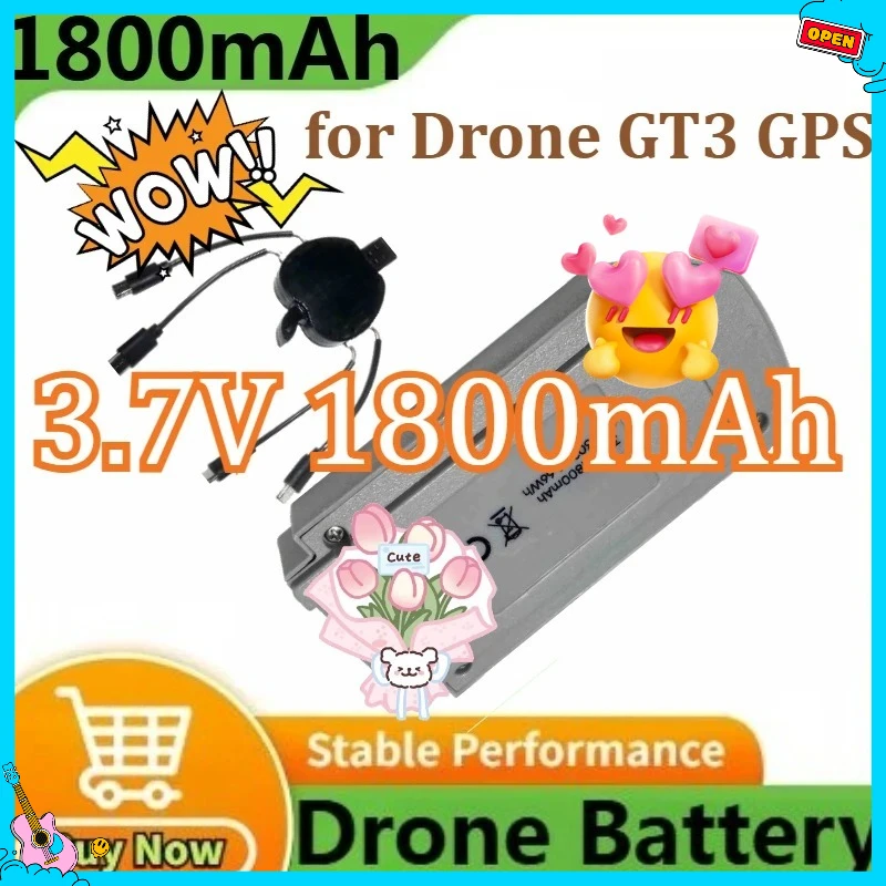 

GT3 Drone Battery Battery for Drone GT3 GPS 8K Professional Avoidance FPV Foldable Quadcopter Toys 3.7V 1800mAh+Charger