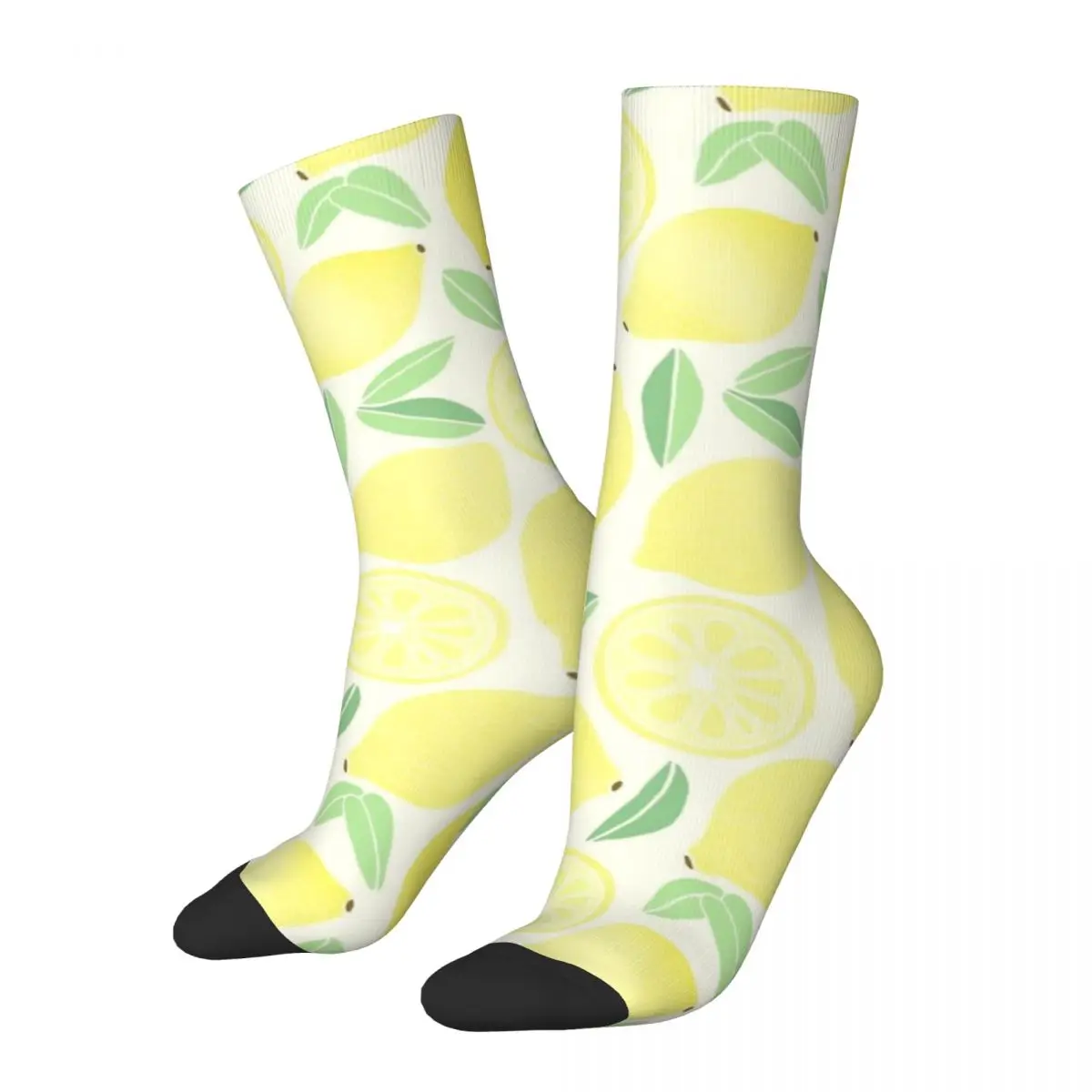 Funny Happy Men's Compression Socks Summer Lemons Retro Harajuku Fruit Family Hip Hop Novelty Pattern Crew Crazy Sock