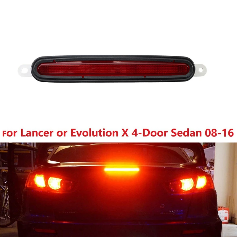 Red Lens Full LED Trunk Lid Third Brake Light Bar Assembly For Mitsubishi Lancer Evolution X Sedan 2008-2016