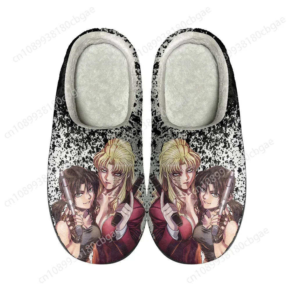 Anime Black Lagoon Home Cotton Custom Slippers Mens Womens Sandals Plush Rock Band Casual Keep Warm Shoes Thermal Slipper