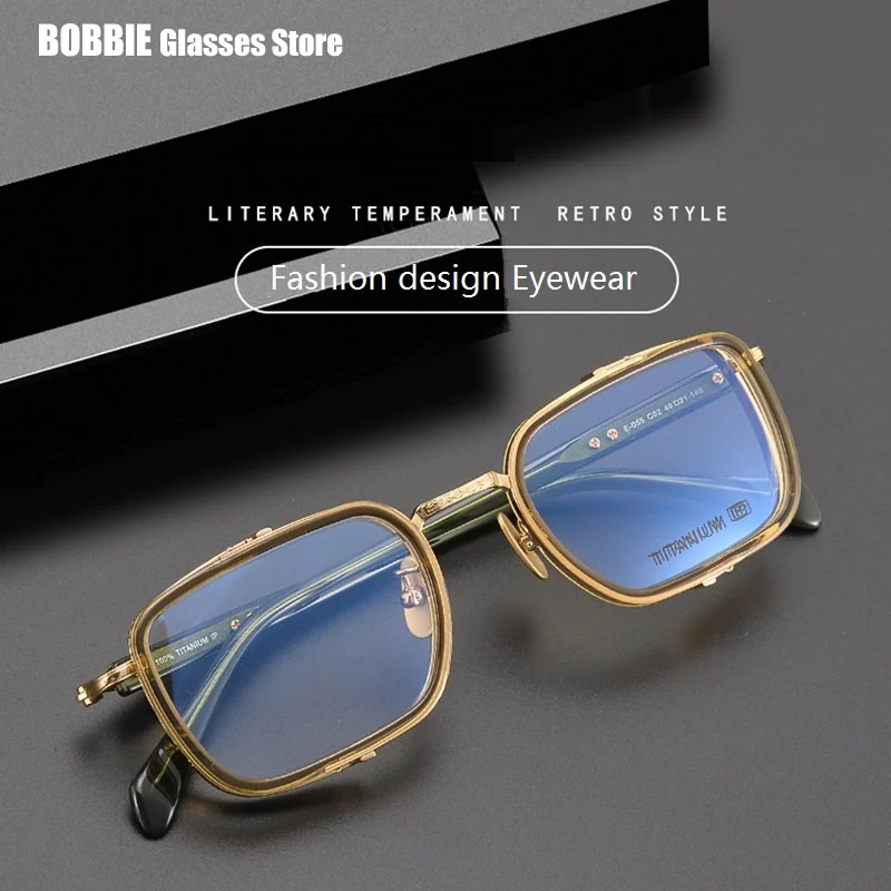 

Pure Titanium Acetate Designer Eyeglasses Frame Man Japanese Handmade Carved Retro Double Beam Square Myopia Eyewear Tide 2023