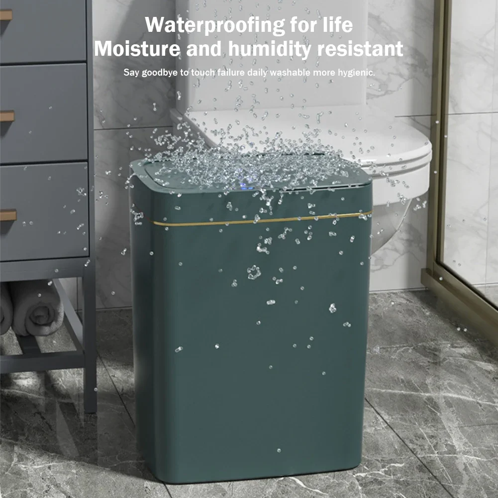 15/18L Smart Sensor Trash Can Waterproof Intelligent Touchless Trash Can Sensor Rubbish Can Rechargeable for Kitchen Bathroom