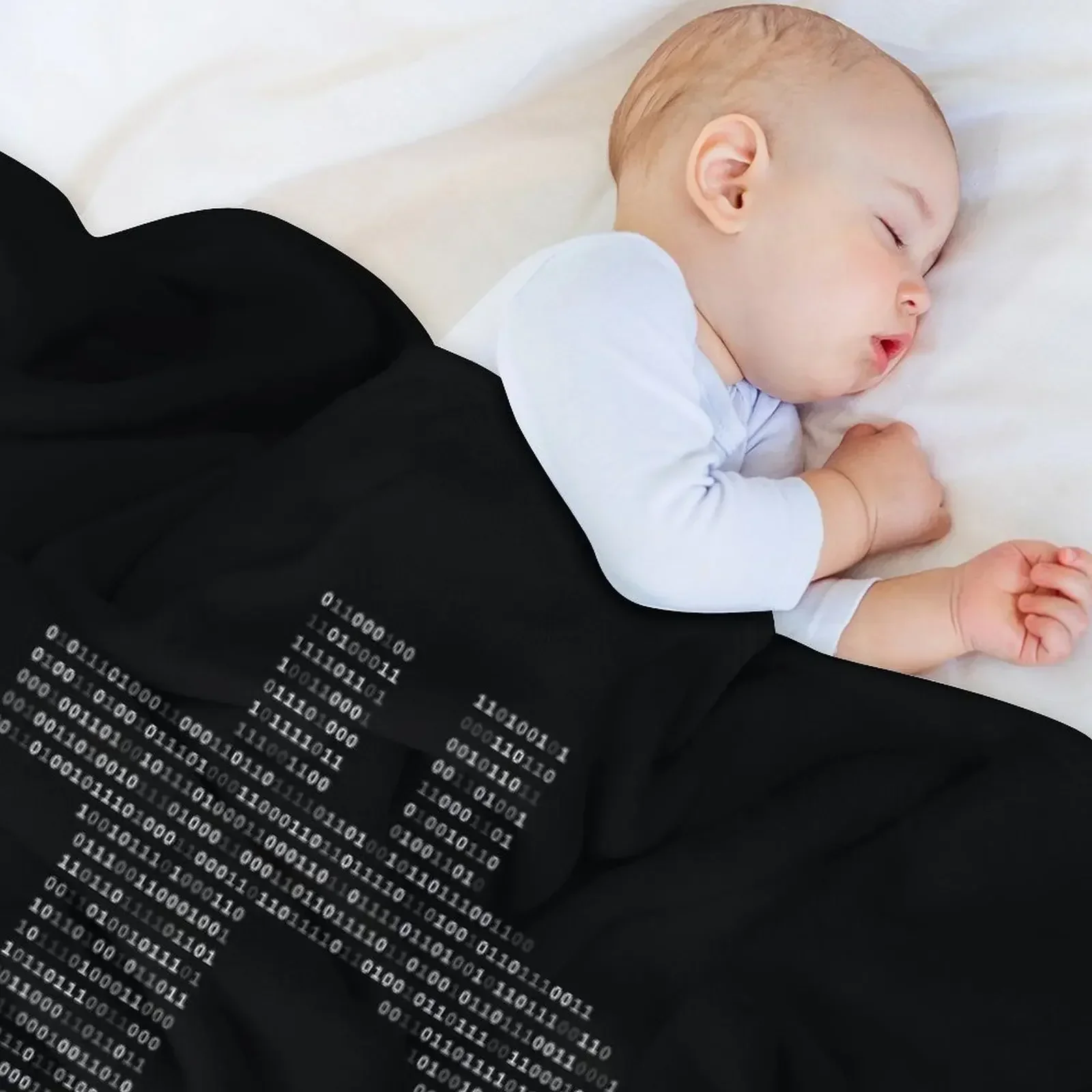 Bitcoin Binary Black Throw Blanket valentine gift ideas Polar Blankets