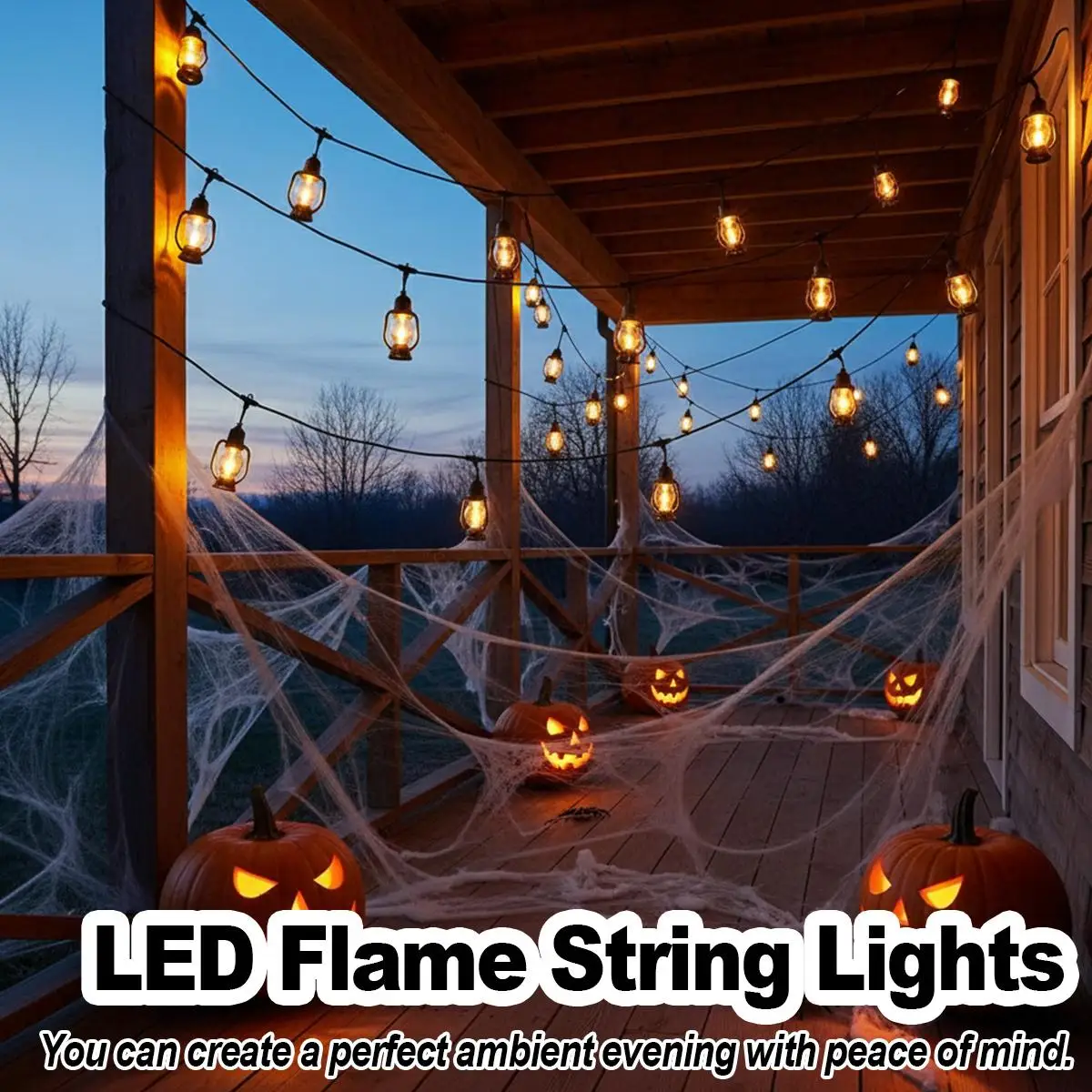 LED Flame String Lights Retro Lamp Warm White Waterproof Garden Fairy Lights Flicker Effect Party Patio Decor Holiday