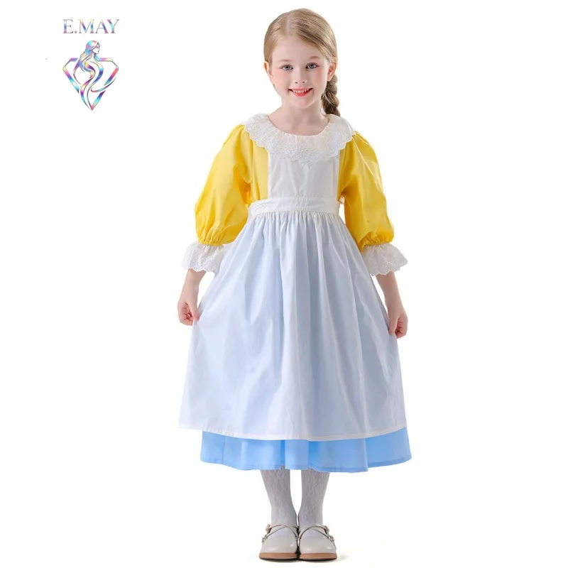 

Halloween Farm Countryside Little Girl Flower Shop Girl Performance Costume Children's Civil Cosplay Maid Outfit Stage Wear