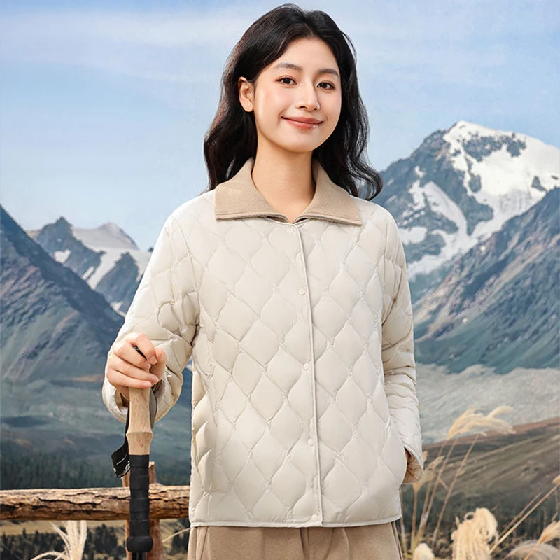 2026 New Arrivals Autumn Winter Warm Women White Duck Down Slim Jackets Female Fashion Ultra Lightweight Packable Puffer Coats