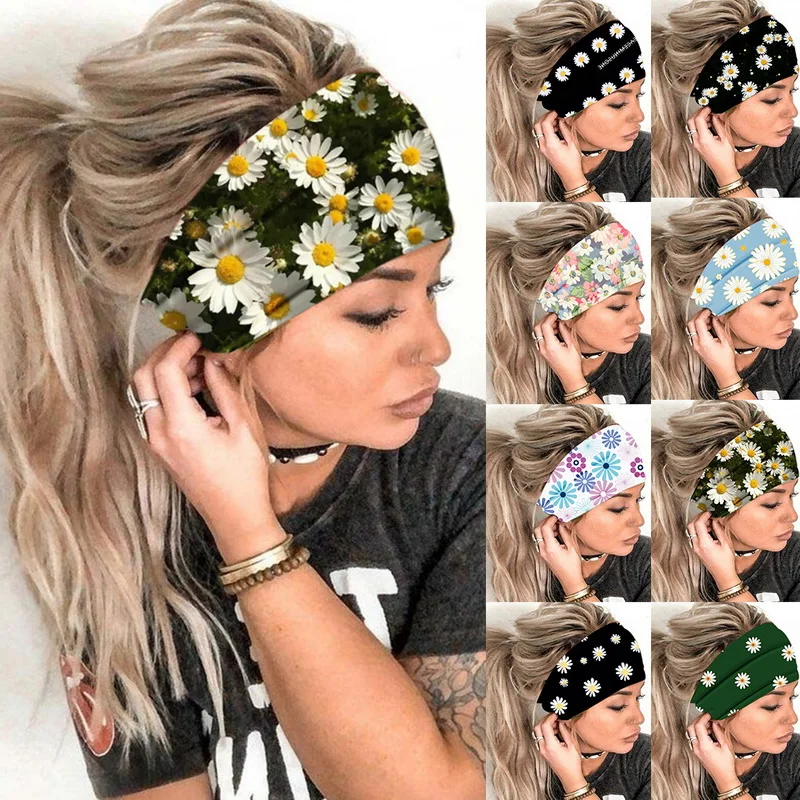 Diadema bohemia de verano para mujer y niña, banda para el pelo Floral, turbante cruzado, Bandanas, accesorios para el cabello, diadema para Yoga