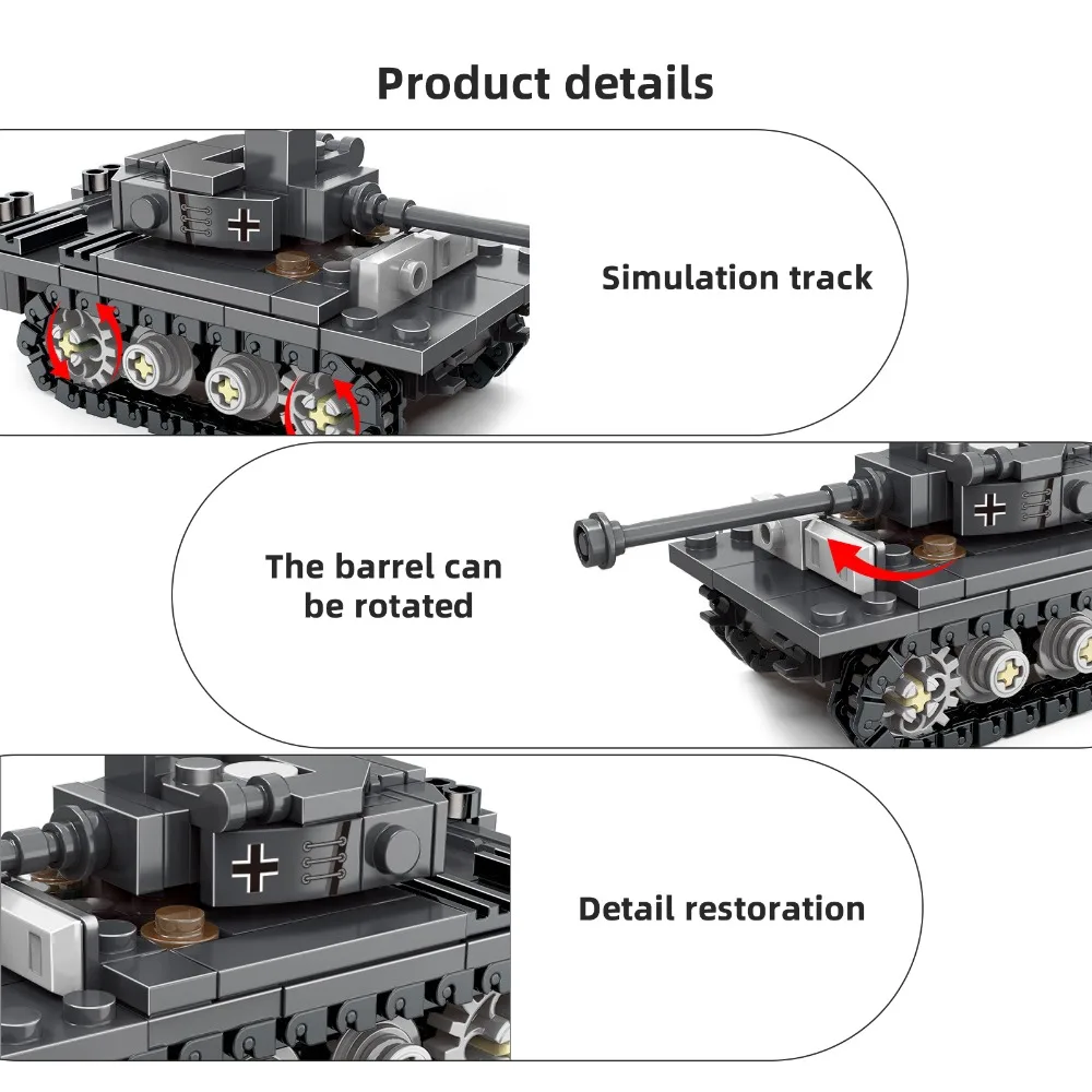 JKC7652 159PCS Tiger Typ Schwerer Panzer Militär Feld Landschaft Holz Installation Modell Montage Kit Historisches Display Geschenk