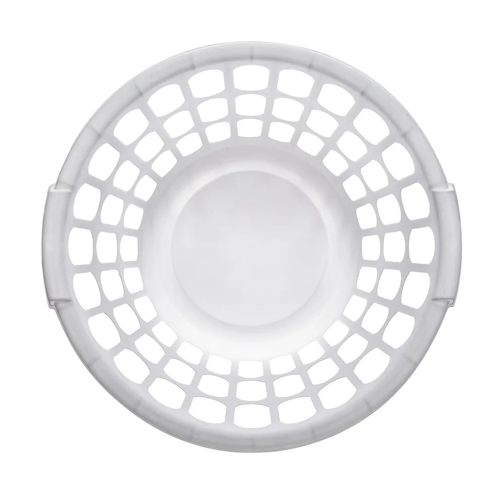 8 Pack White Plastic Round Laundry Basket Storage Hamper with Handles for Home Organization view 4