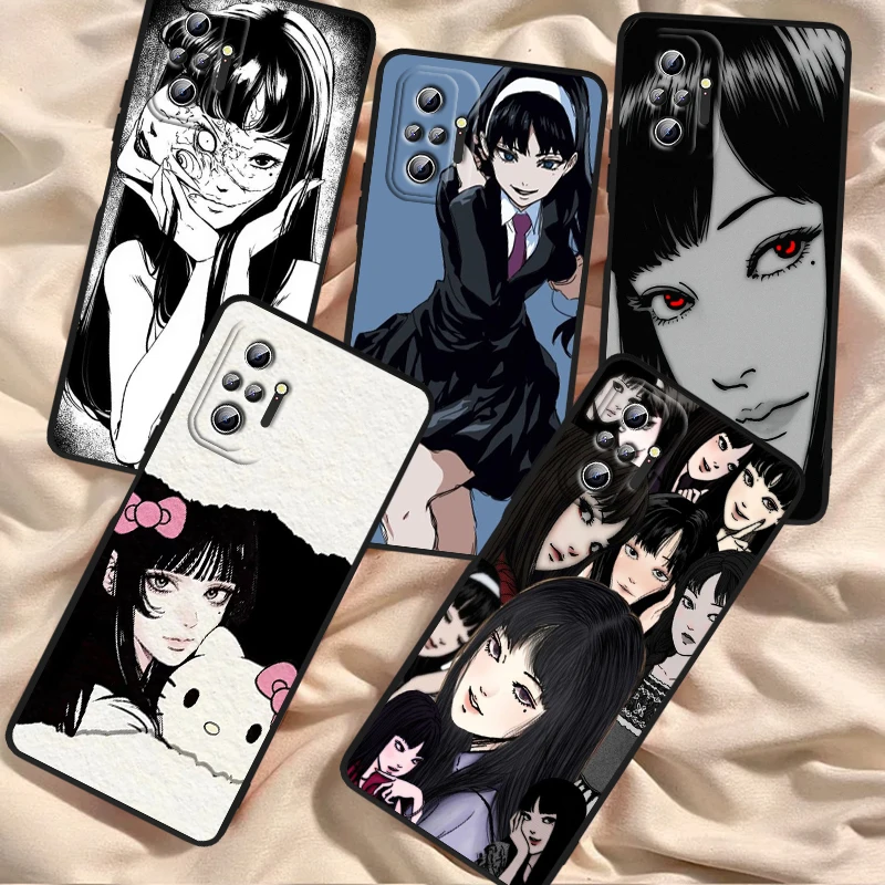 Capa de telefone preta T-Tomie Kawakami Anime, Xiaomi Redmi Note 13 12R 12 12S Turbo 11 11T 11S 10S Pro Plus 5G, Moda