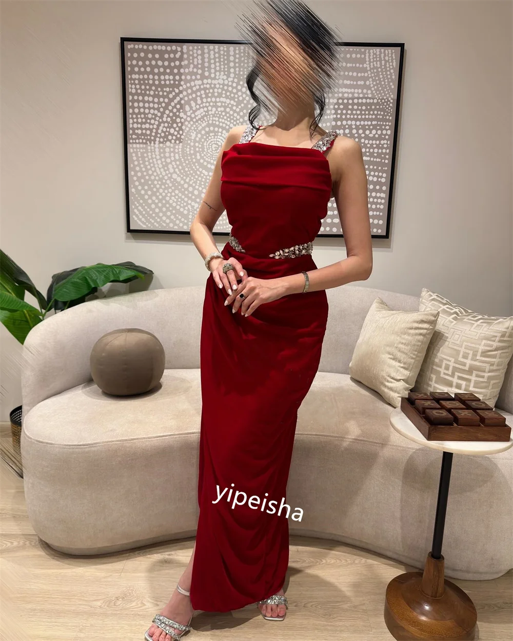 Customized Jiayigong Sparkle Prom Satin Beading Party A-line Spaghetti Strap Bespoke Occasion Gown Midi Dresses