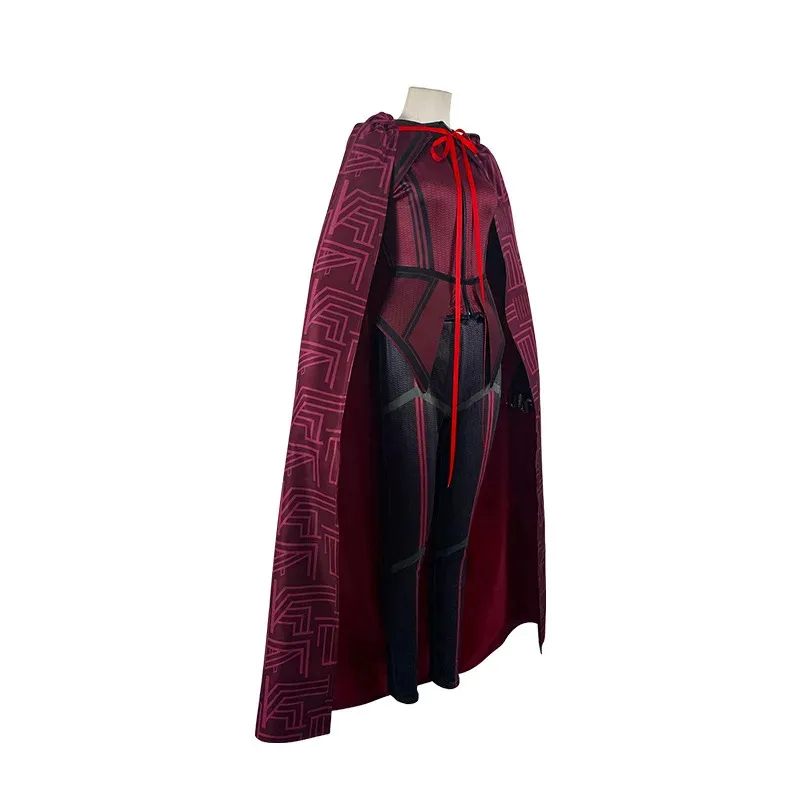 Scarlet Witch Maximoff Wanda Vision Cosplay Headwear Manto e Calças Conjunto Completo Roupa Acessórios de Halloween Adereços kjjj8