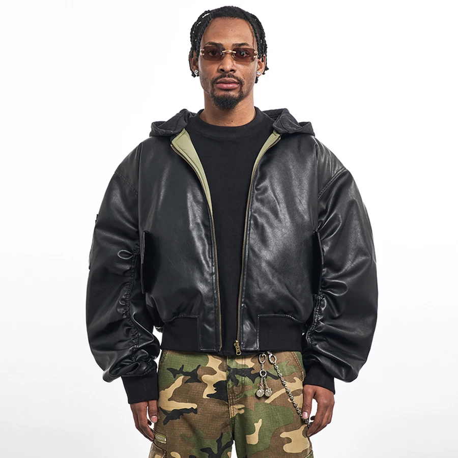 

Зимняя стеганая двусторонняя носимая кожаная мотоциклетная куртка, мужская уличная одежда, свободная повседневная куртка на хлопковой подкладке, женские парки, пальто