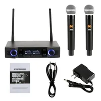 Professional Dual Wireless Microphone System UHF 2 Channels Handheld Micro Phone For Home Karaok PA Speaker Singing Party Mic