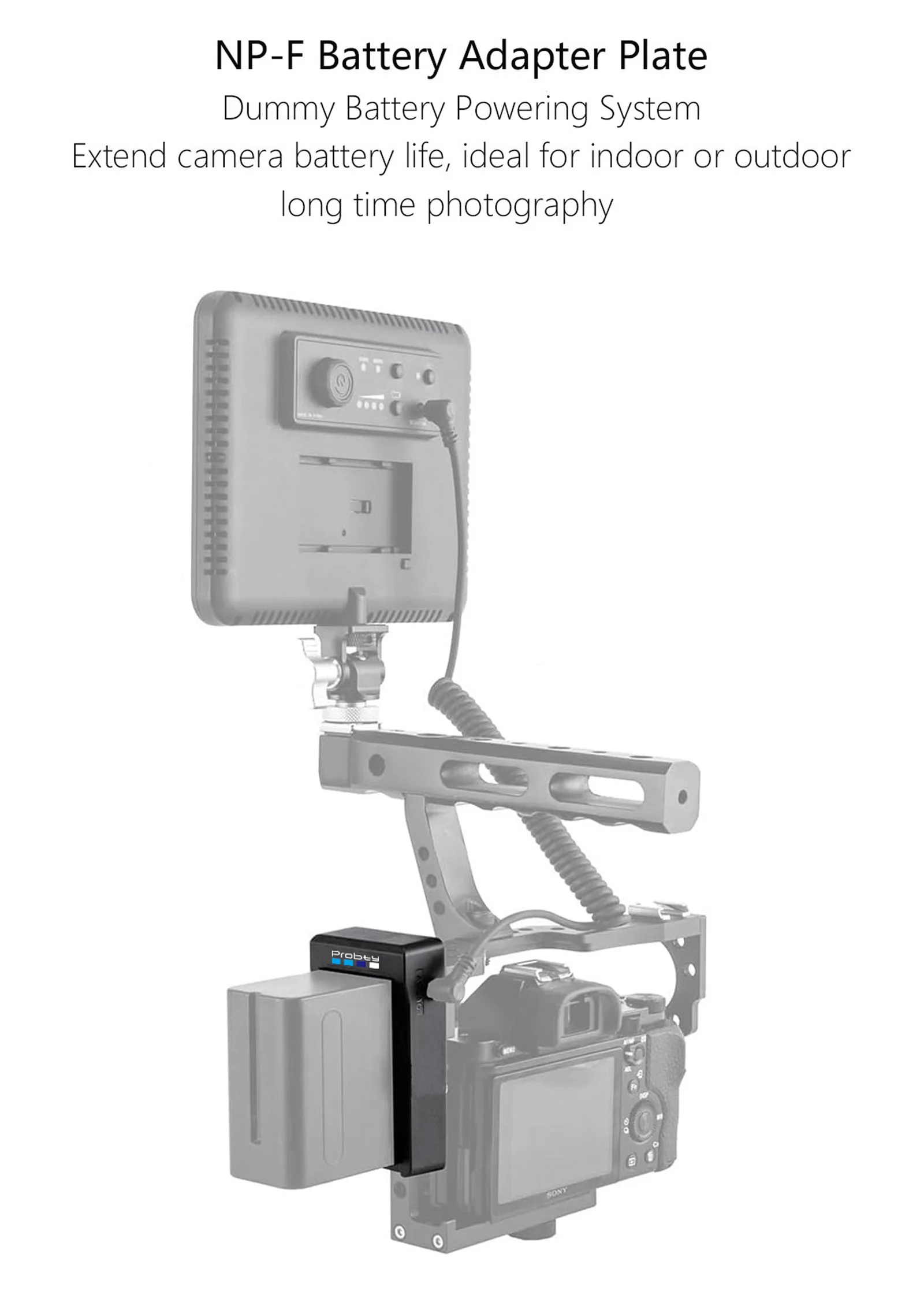 Vollständig dekodierter NP-FZ100 NPFZ100 Dummy-Akku mit NP-F-Adapterplatten-Kit für Sony ZV-E1 A1 A7 III A7 IV A7C II R III IV V A9 II – Detail 4