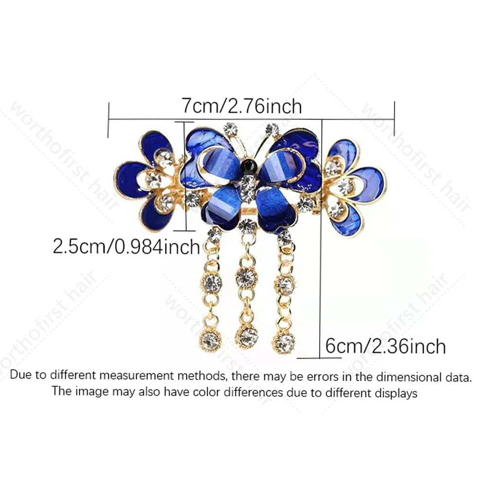 Brand New Fashion Cute Double Butterfly Hair Clips Women Girls Rhinestone Ponytail Hair Clips Crab Clips Bridal Hair Accessories