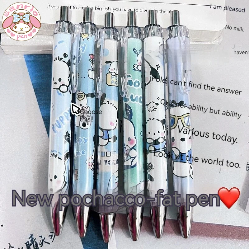 Sanrio 12/24pcs Gel Pen Japanese Pochacco Ins Cute Writing St Quick-drying 0.5 Black Student Exam Tools Office Stationery Supply