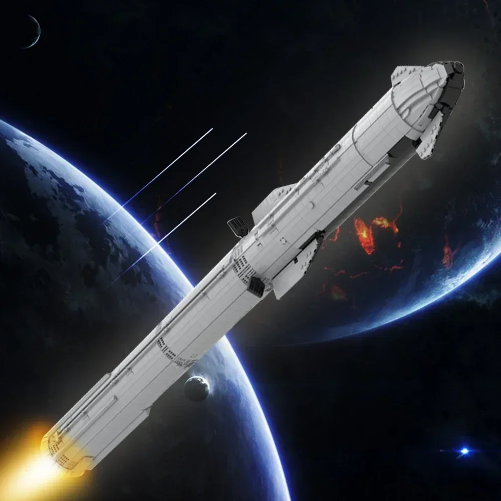

MOC SpaceX Falcon Saturn V Carrier, модель ракеты, супер тяжелая межзвездная ракета, кирпич, детская игрушка, детский подарок на день рождения