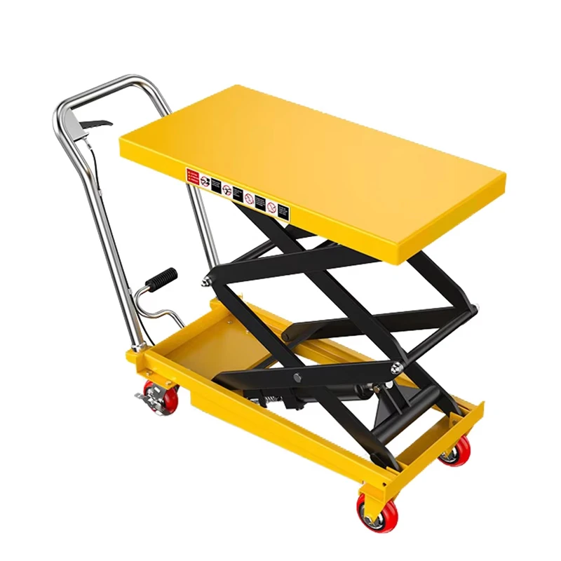 建設現場倉庫輸送用シザーリフト油圧リフティングプラットフォームリフティングハンドトラックハンドトロリーカート