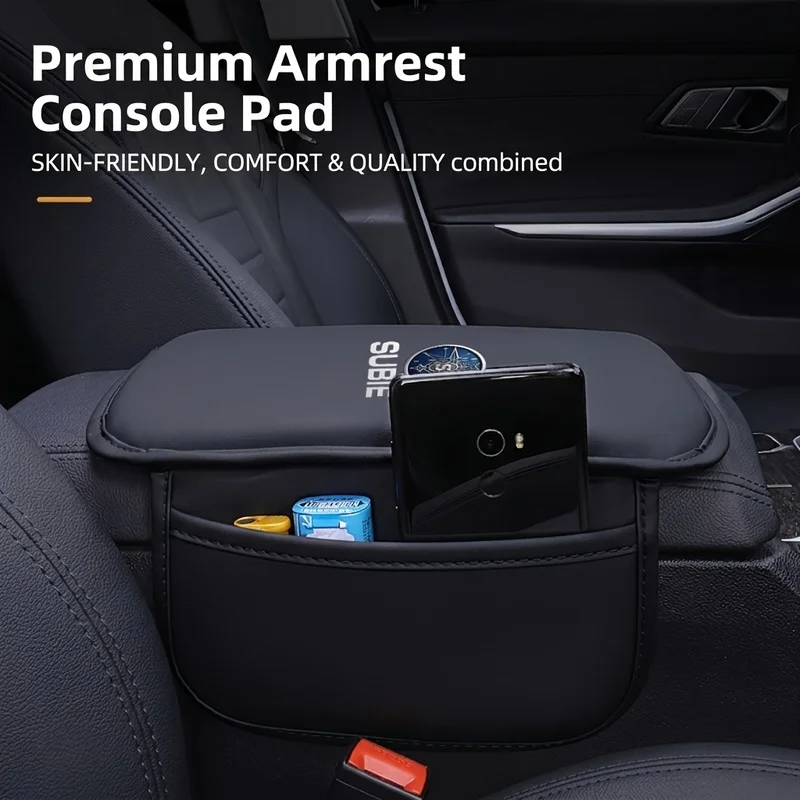 Car leather armrest pads, car center console pads, armrest box heightening pads, suitable for all Subaru models