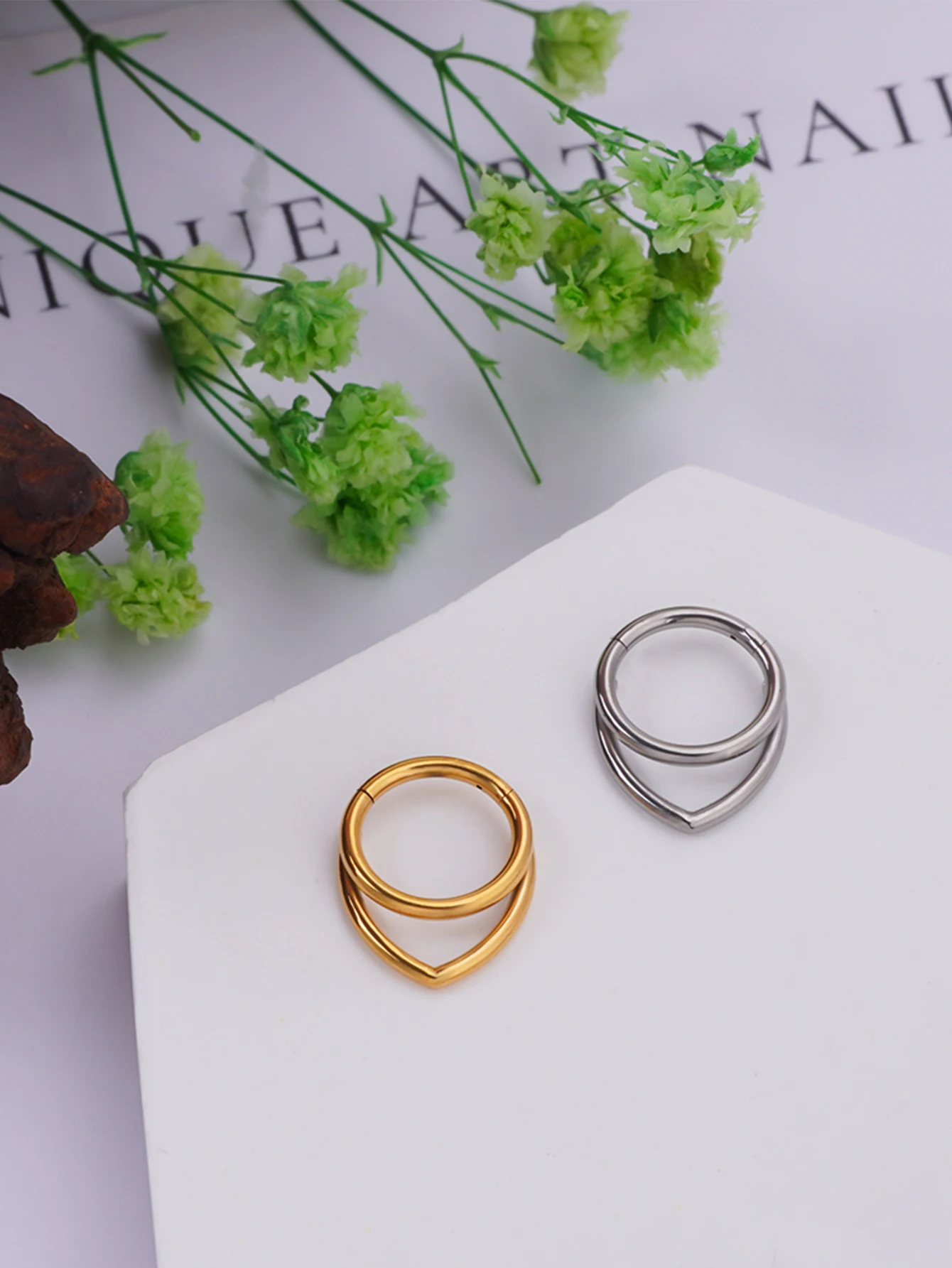 WaterDrop Septum Piercing Nose Rings G23 F136 Titanium Daith Helix Conch Cartilage Earrings Hinged Segment Clicker Body Jewelry