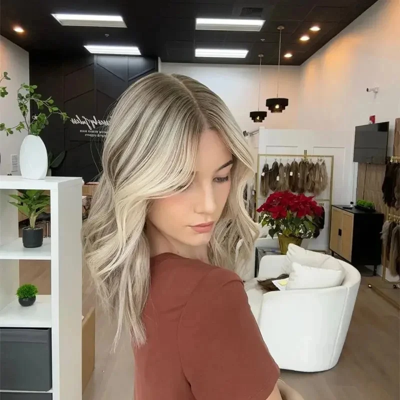 

Пепельно-русый парик с кружевной передней частью, короткий парик-каре для женщин, с цветными прядями, синтетический, с 5% добавлением натуральных волос, без клея, полный, 14 дюймов