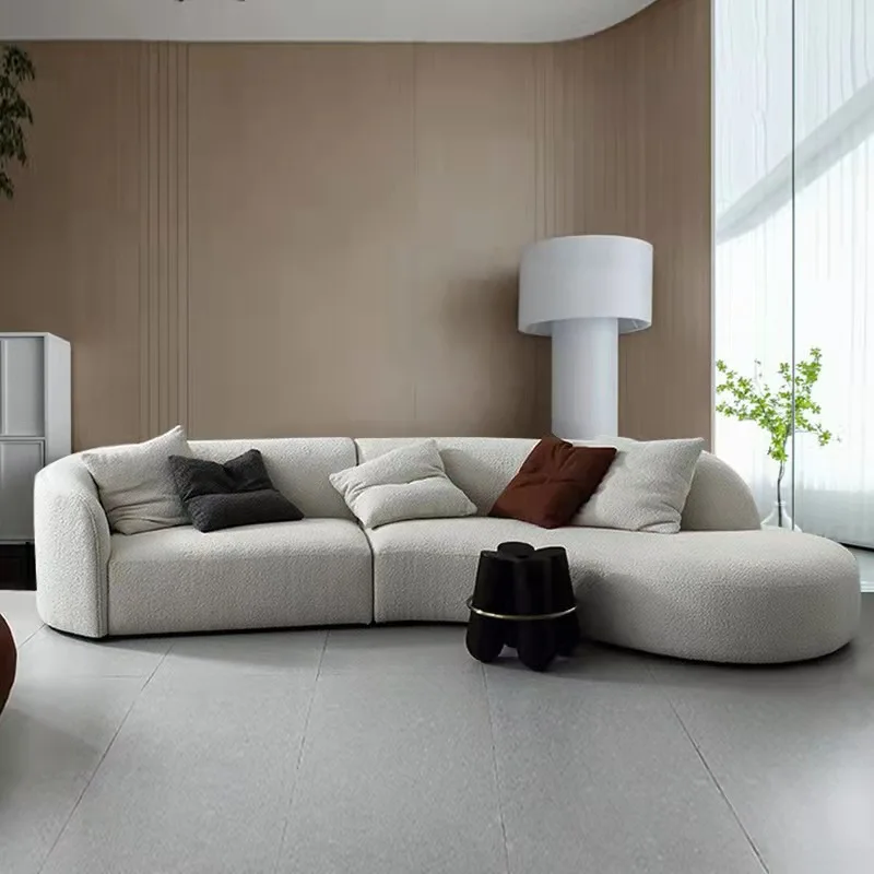 Italian Nordic living room leisure integrated Japanese lamb wool fabric curved special-shaped sofa