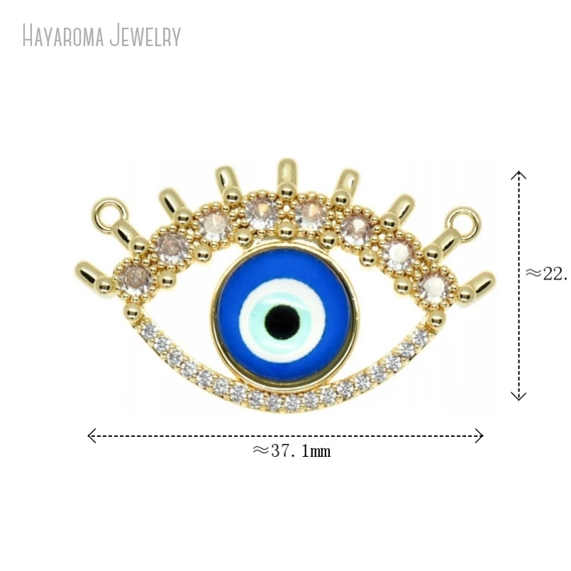 

5Pcs Jewelry Metal Cubic Zirconia Islam Gold Color Religious Evil Turkish Eye Wholesale Invisible Setting Copper Pendant