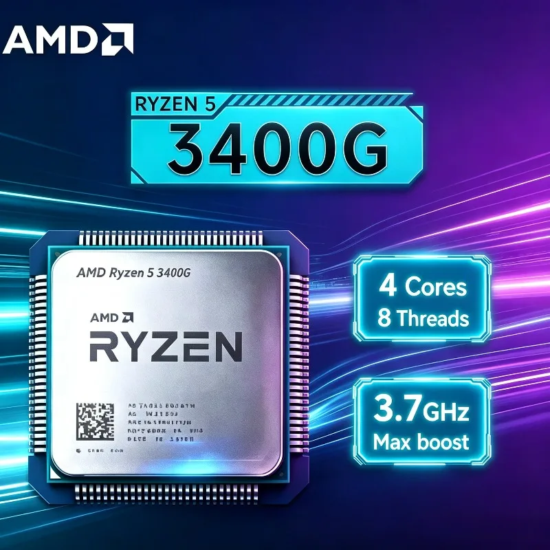 AMD Ryzen 5 3400G4-Core 8-Thread 3.7GHz 65W AMD Ryzen 5 3400G  YD3400C5M4MFH Socket AM4 Smooth Multitasking CPU Processo