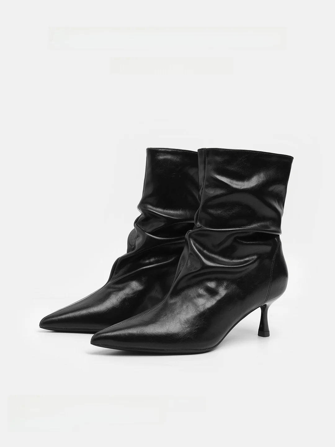 

Ele ort Elastic Slim Boots Women's Faion Pointed Toe High Heel Cropped Booties Ankle Boots Ultrine Fiber Leather