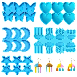 Moldes de resina de silicona epoxi para joyería, corazón, estrella, mariposa, colgante, pendiente, joyería artesanal, Material de accesorios