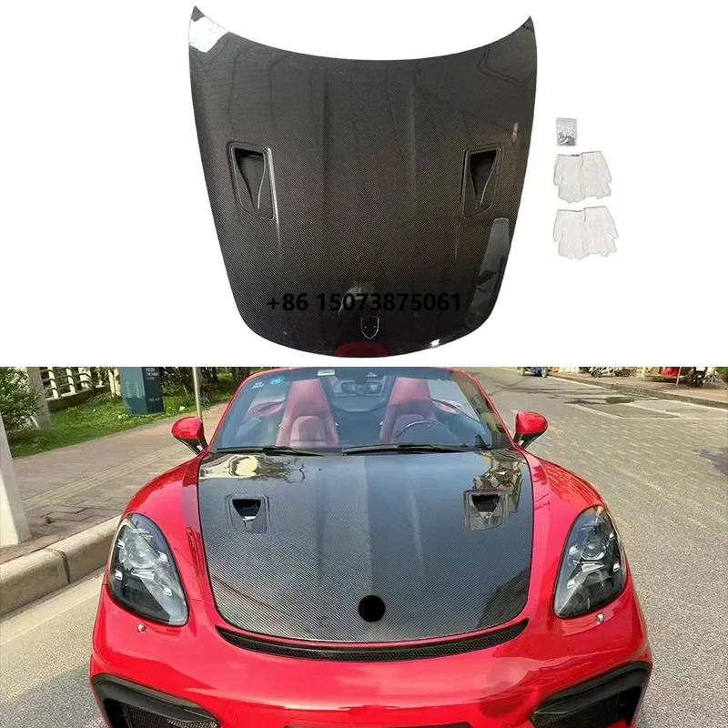 GT4 RS Style Carbon Fiber Engine Hood for  718 Cayman Boxster 982 Upgrade GT4RS Design Bonnet Cover Car Accessories