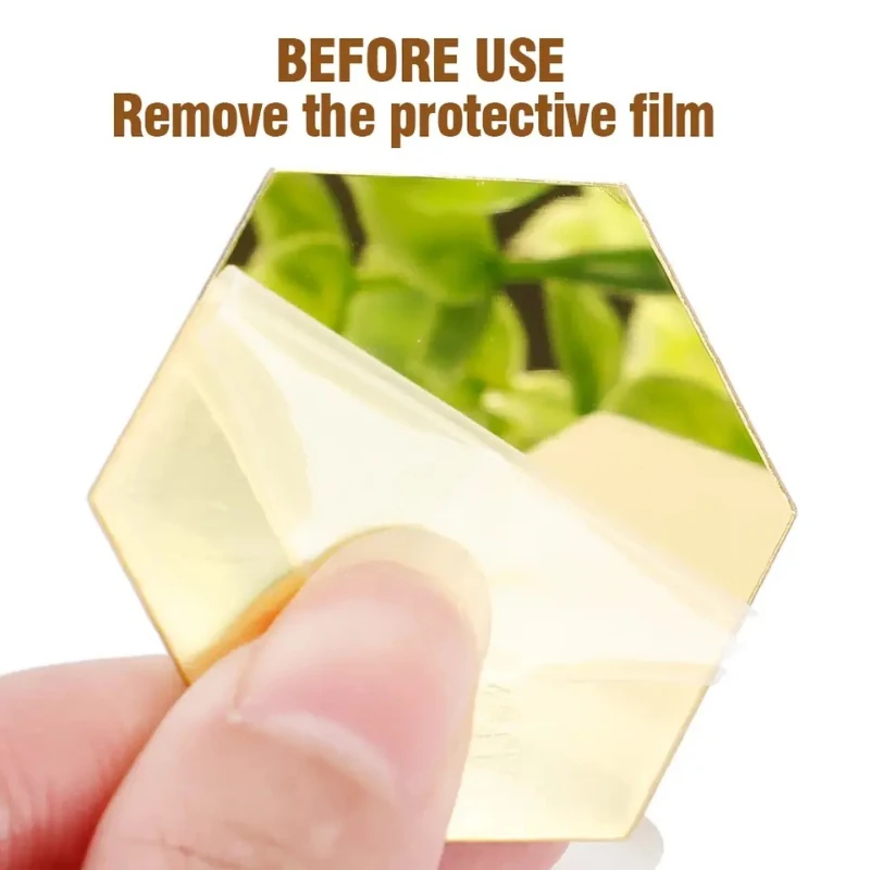 

24PCS Mini Hexagon Mirror Wall Decals Self Adhesive Solid Stickers Home Art Bedroom Decor Gold Silver Waterproof Self Adhesive