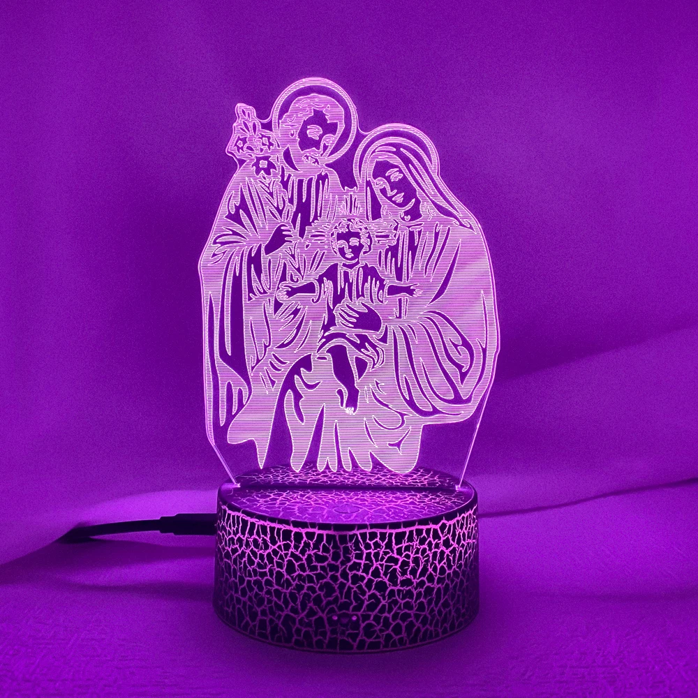 Religious Goddess Angel Jesus Saint 3D Night Light Believer Prayer Best Gift Bedroom Decoration Atmosphere Light LED