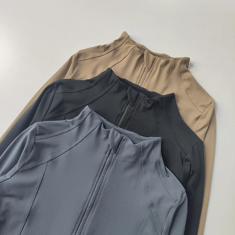 Damen Slim Fit Sportjacke Professionelles Schnelltrocknendes Langarm-Crop-Top für Laufen Pratiyog Shirt Yoga-Kleidung – Detail 7