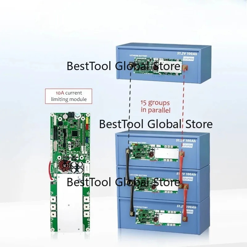 16S 200A 48V Lifepo4 Lithium Battery Protection Board LFP  Balancing Integrated Circuit Intelligent LCD RS485 CAN Inverter BMS