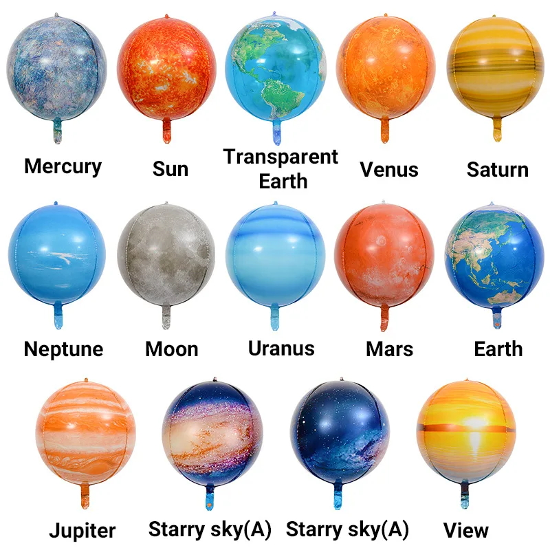 10pcs 4D Planetary Balloons Cosmic Planet Helium Ballon Mars Earth Mercury Venus Jupiter Globos Kids Birthday Party Decorations