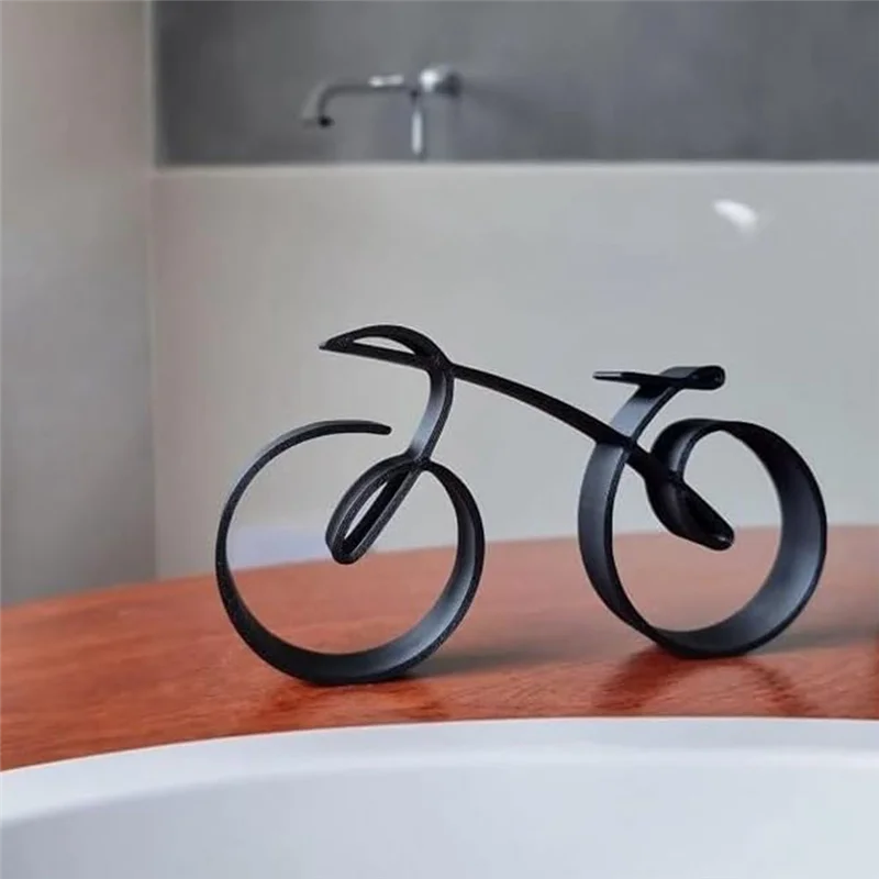 ABDE-自転車彫刻ワイヤーフレームスタイル、ブラック自転車ラインアート彫刻、自転車アート装飾、自転車愛好家向け、女性向け簡単