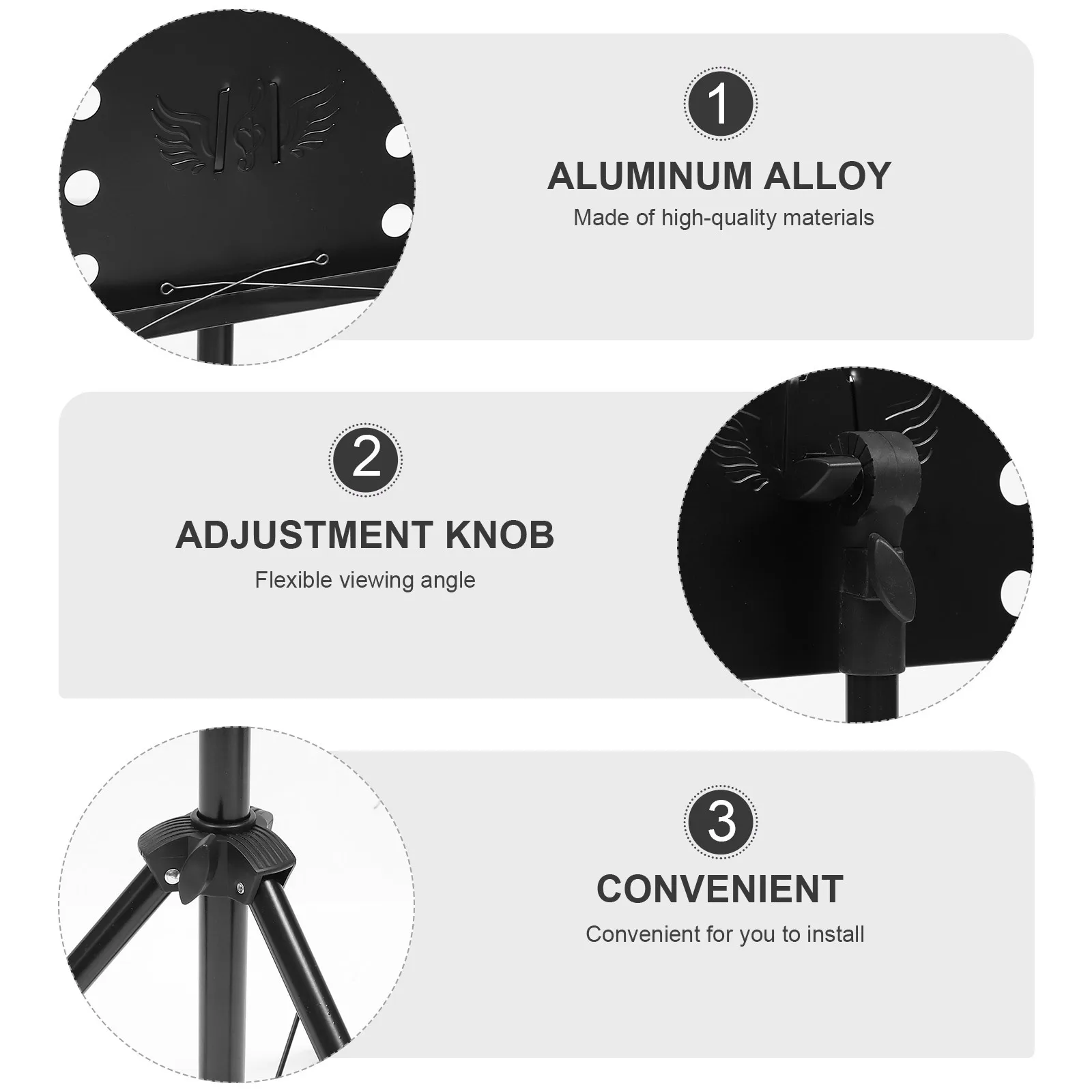 

1Pcs Portable Foldable Music Stand Violin Music Rack Adjustable Angle Holder for Guitar Cooking Reading Durable Black