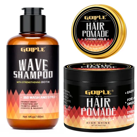 GOIPLE 180ml 웨이브 샴푸 딥 클린 360 스타일 하이 샤인 헤어 포마드 스트롱 홀드 레이어드 컨트롤 웨이브 크림 남성용