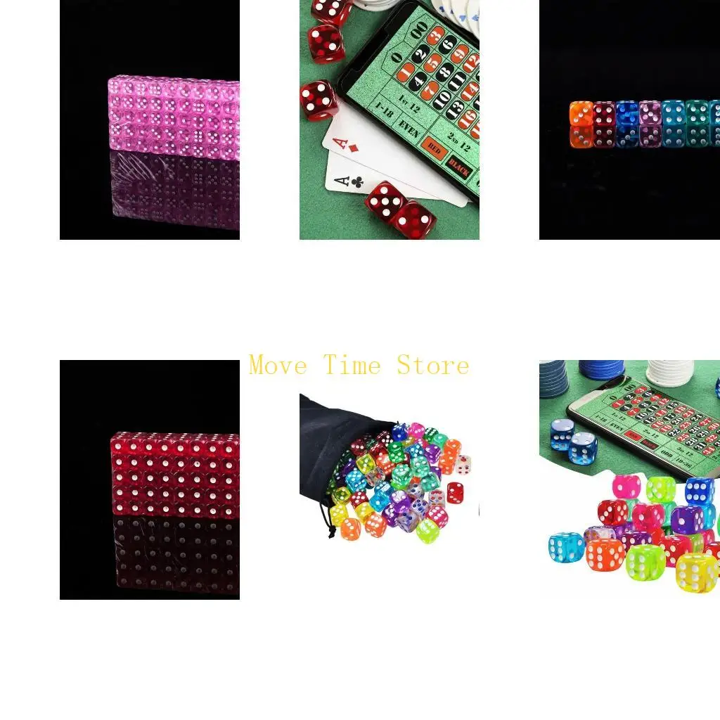 

92ME 14mm Colorful Dices Six Sided Dices for Board Game Classroom Math Teaching Props