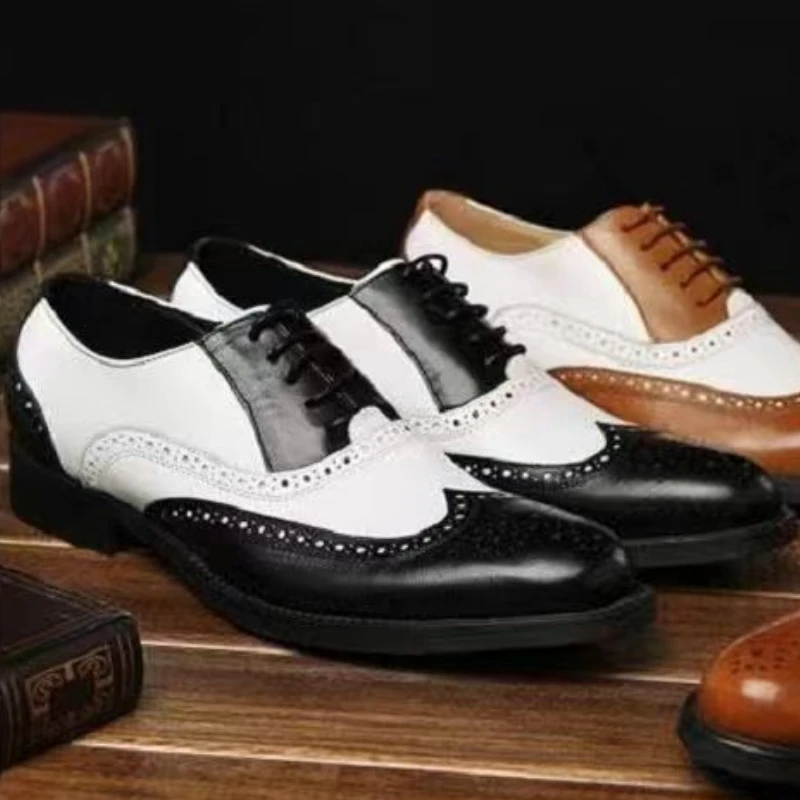 Mixed Colors Mens Dress Shoes Retro Male Leather Shoes Business Male Baroque Footwear Casual Mens Oxford Footwear Erkek Ayakkabı