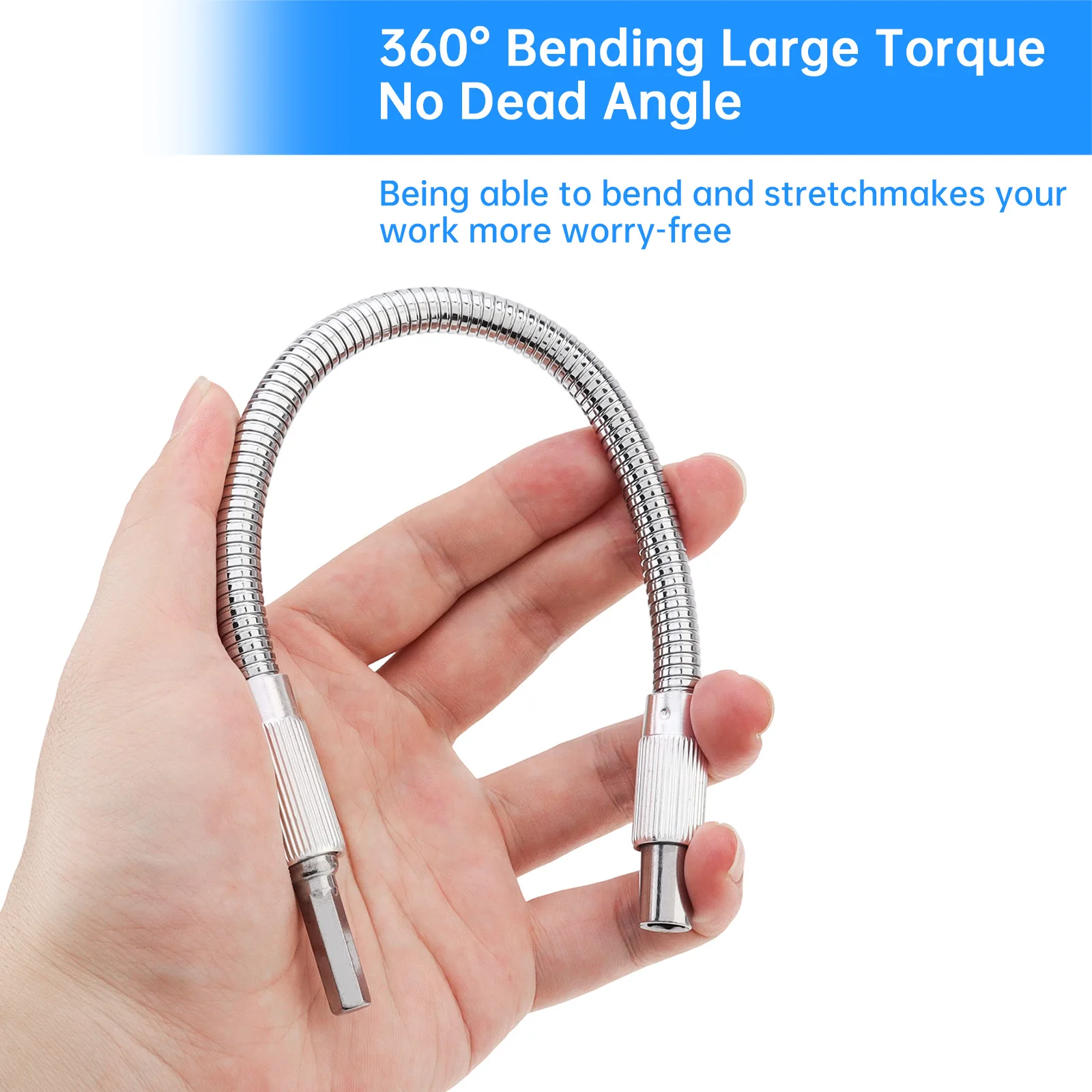 2pcs Screwdriver Drill Bit Extension Bar 1/4 inch Hex Shank 360 Degrees Rotating Flexible Drill Bit Holder Connecting Rod