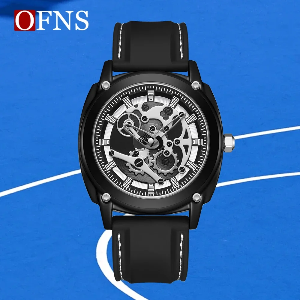 

OFNS brand 3235 top fashion new design men's Reloj soft silicone strap 50 meter waterproof Japanese quartz movement watch