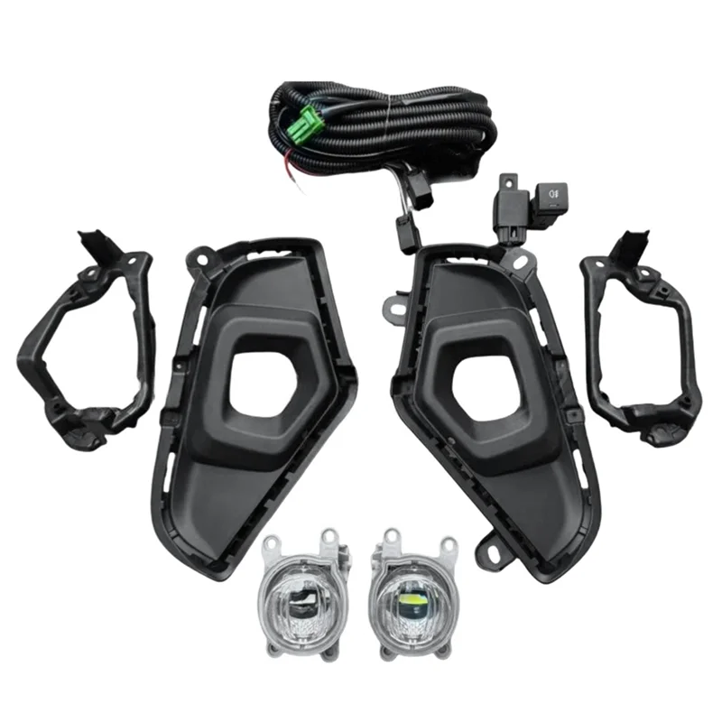 

NEW-LED Fog Light Kit Headlights Bezel Frame Cover Grille Switch Wires For Toyota RAV4 LE XLE RAV-4 2019-2024 US