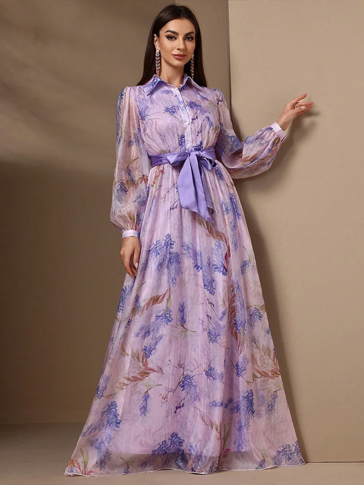 

A53 Waist printed dress, fashionable banquet style dress