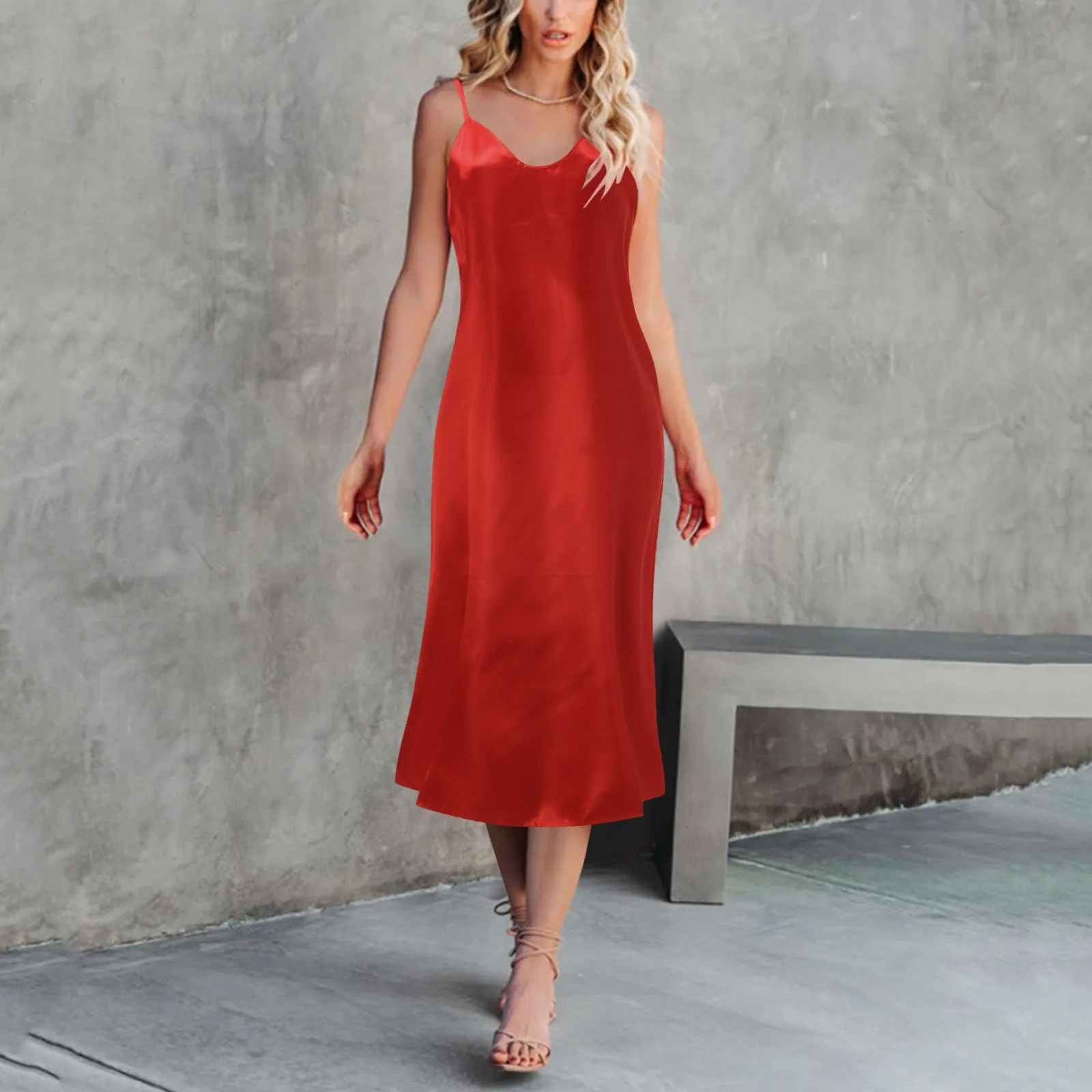 

Wholesale Women Satin Nightgown Lady Sexy Spaghetti Strap Night Dress Female Sleeveless Sleepwear Plus Size Home Nightwear