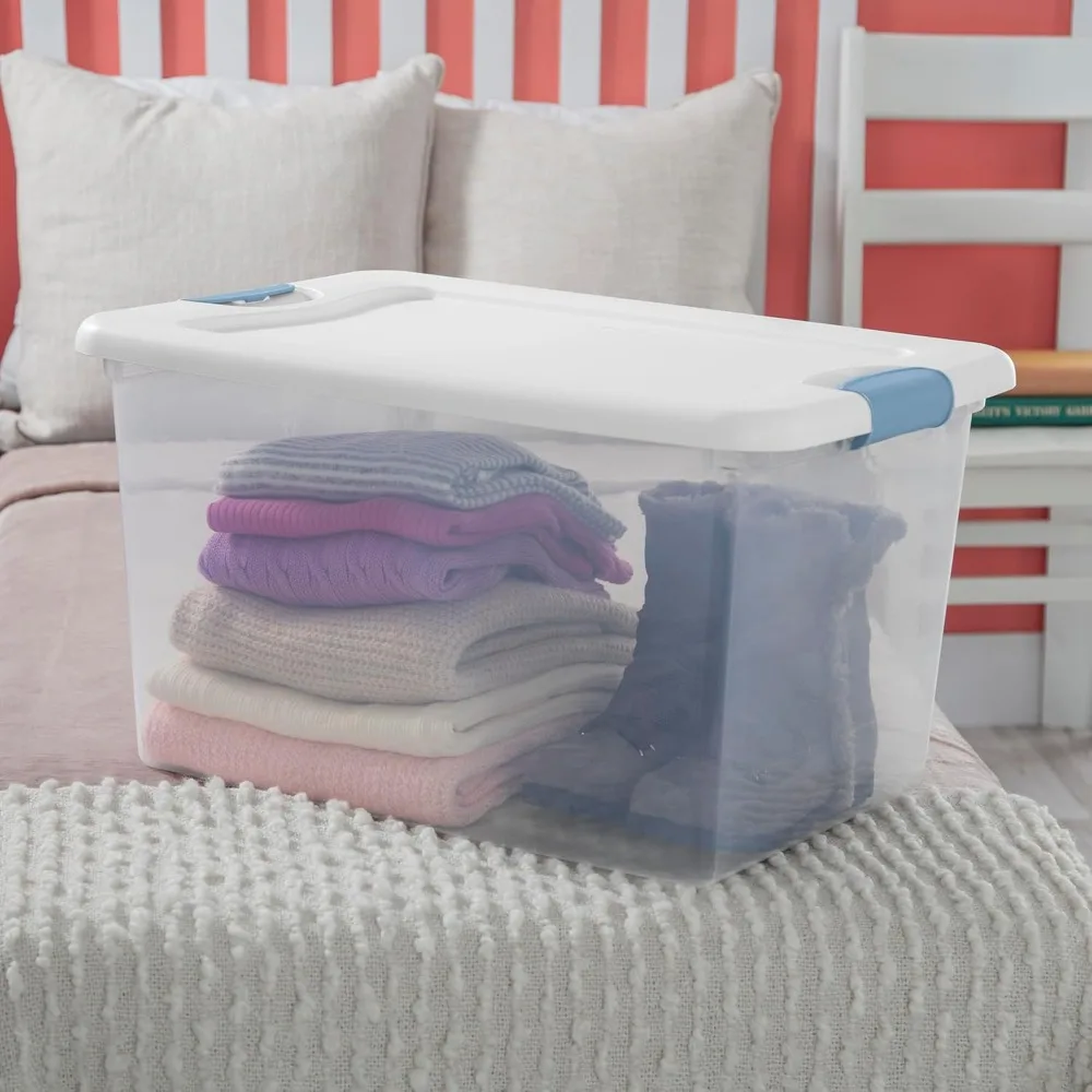 

30-Pack Stackable Storage Bin with Lid, Clear Plastic Design, 64 Quart